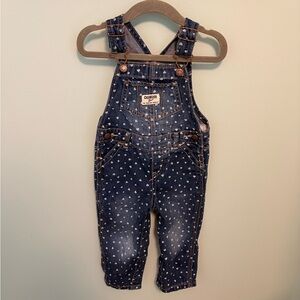 OshKosh B'gosh Blue Overalls with White Heart Pattern